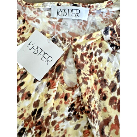 Kasper Women's Pleated-Neck Printed Crewneck Sleeveless Top XS - Picture 5 of 5